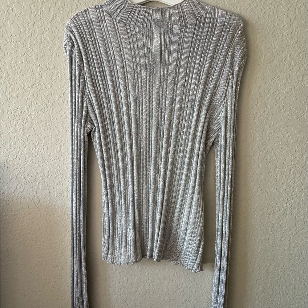 H&M Metallic Silver Knit Top